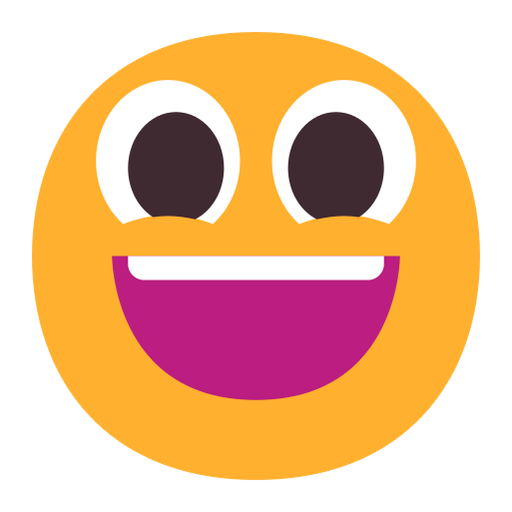 faccina con sorriso e occhi spalancati