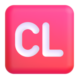 Großbuchstaben CL in rotem Quadrat