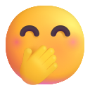 face with hand over mouth