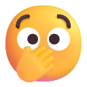 face with open eyes and hand over mouth