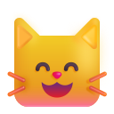 แมวยิ้มอ้าปากและยิ้มออกตา