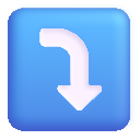 right arrow curving down