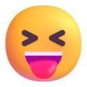 visage qui tire la langue les yeux plissés