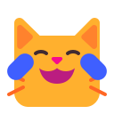 wajah kucing gembira berurai air mata