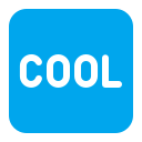 Wort „Cool“ in blauem Quadrat