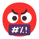 face with symbols on mouth