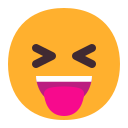 visage qui tire la langue les yeux plissés
