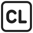 Großbuchstaben CL in rotem Quadrat