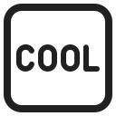 Wort „Cool“ in blauem Quadrat