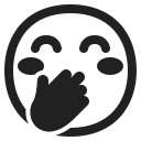 face with hand over mouth