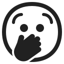 face with open eyes and hand over mouth