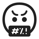 face with symbols on mouth