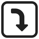 right arrow curving down